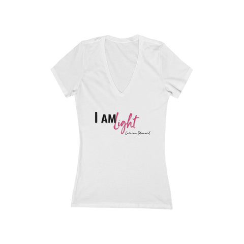 I am Light - Women's Jersey Short Sleeve Deep V-Neck Tee