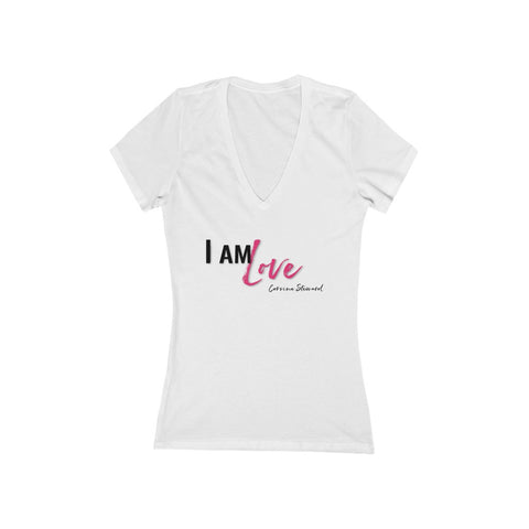 I am Love - Women's Jersey Short Sleeve Deep V-Neck Tee